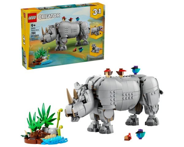 31171 LEGO Creator Дикие животные: Величественный носорог с птицами 3 в 1