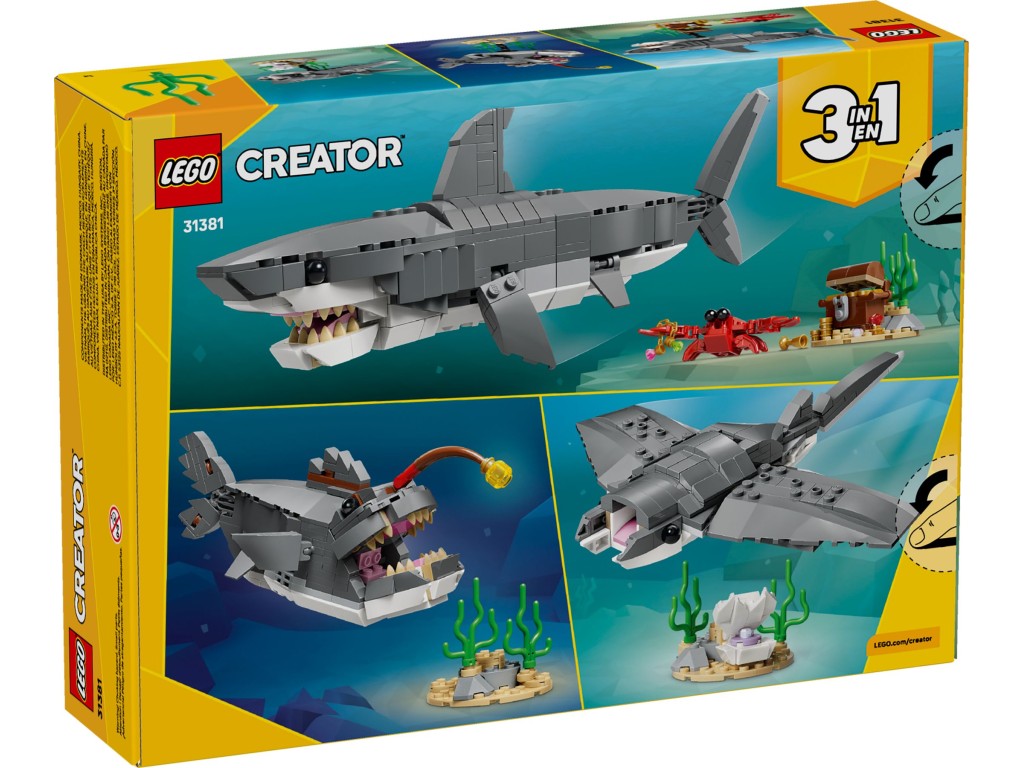 31381 LEGO Creator Свирепая акула с сундуком сокровищ 3 в 1