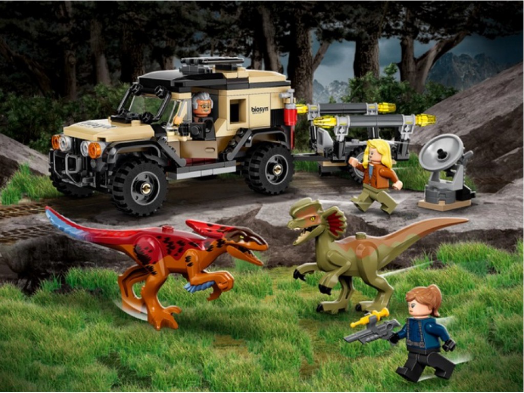 76951 Lego Jurassic World Перевозка пирораптора и дилофозавра