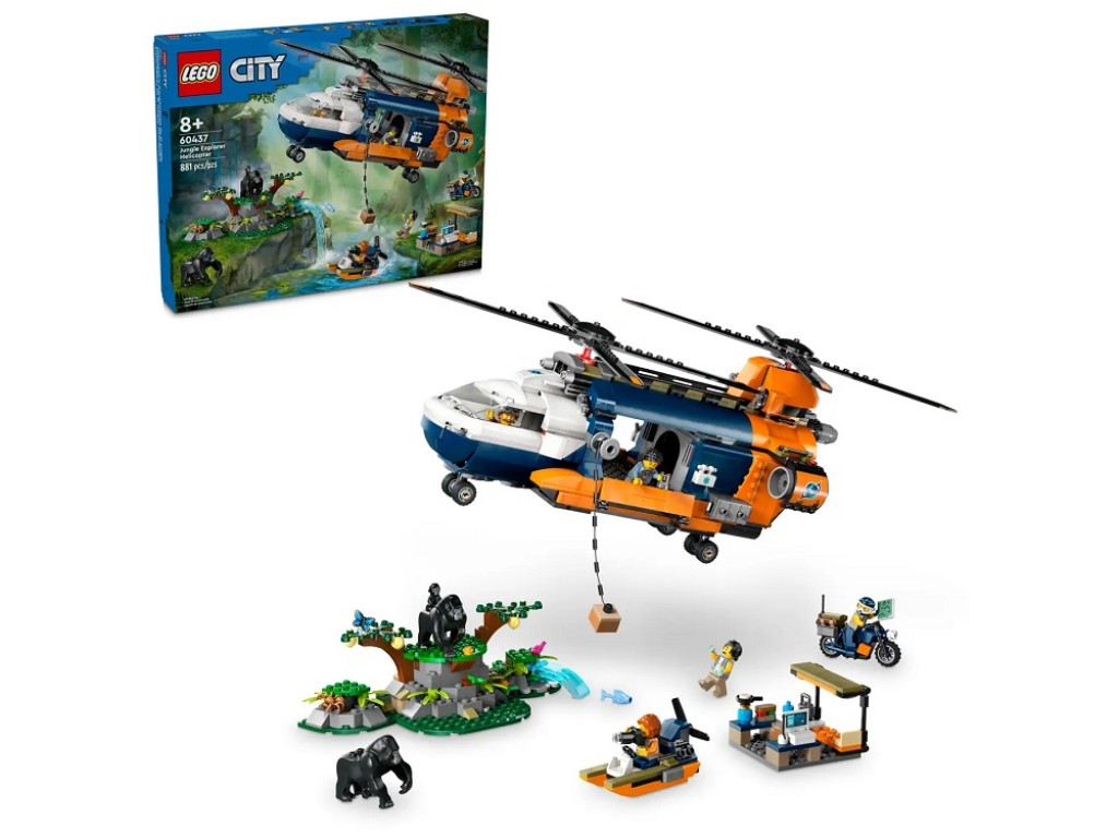 LEGO City 60437 Вертолет «Исследователь джунглей» в базовом лагере