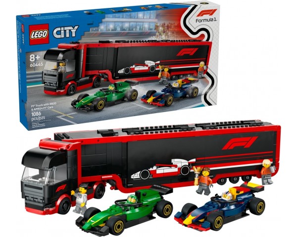 60445 Lego City Грузовик F1 с гоночными автомобилями RB20 и AMR24 F1