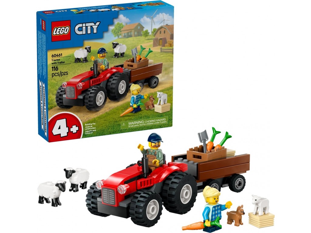 LEGO City 60461 Красный фермерский трактор с прицепом и овцами