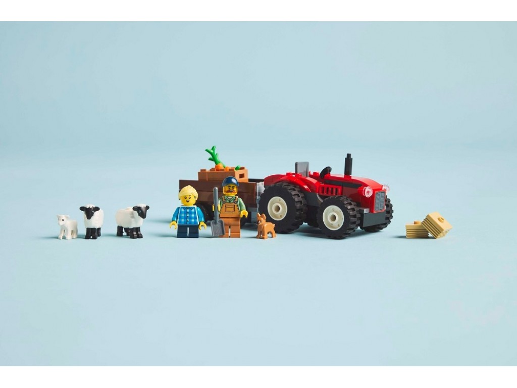 LEGO City 60461 Красный фермерский трактор с прицепом и овцами