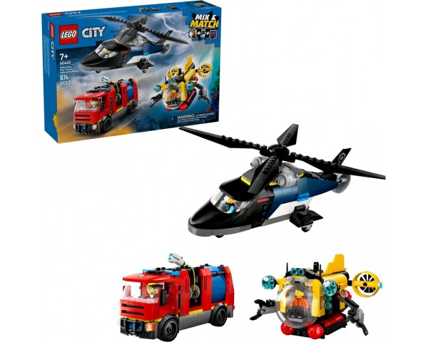 60462 Lego City Вертолет, пожарная машина и подводная лодка