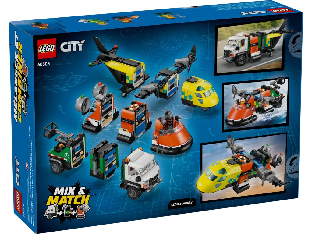 60505 LEGO City Ремикс самолёта, грузовика и судна на воздушной подушке