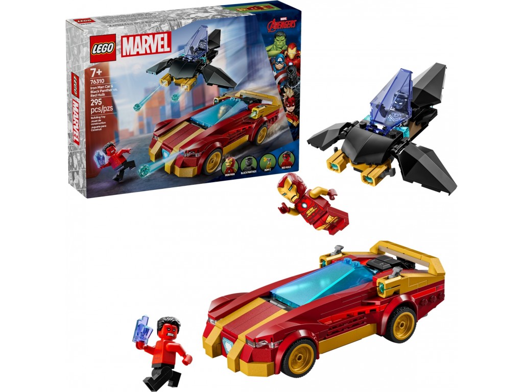 LEGO Super Heroes 763104 Железный человек на автомобиле и Черная пантера против Красного Халка